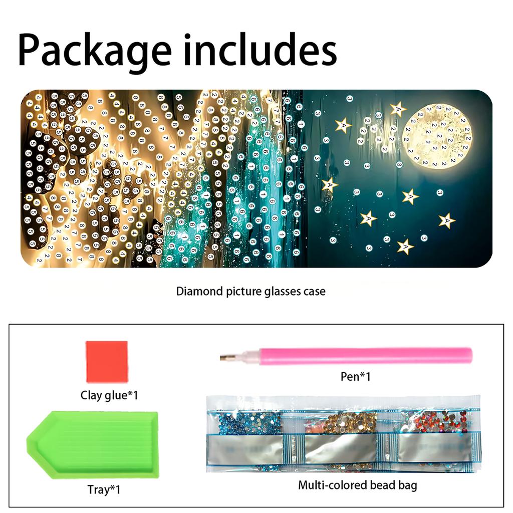 PU DIY Diamond Art Myopia Glasses Case Special Shape Diamond Painting Hyperopia Glasses Box for Daily Commute Travel Carrying
