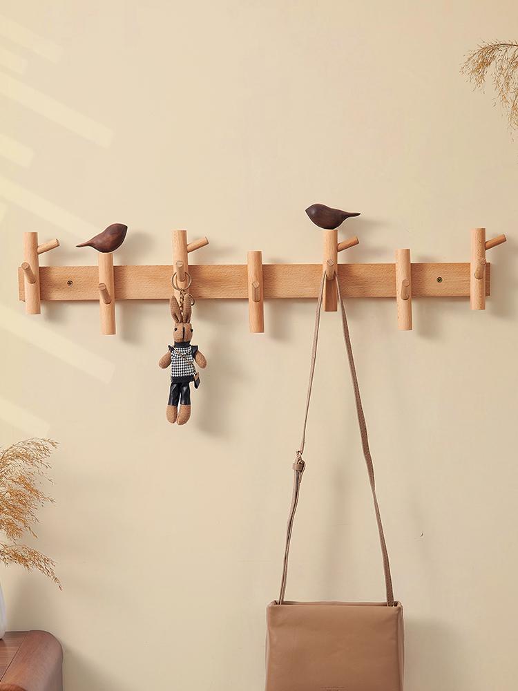 Creative Clothes Hanger Foyer Entrance Wood Hangers Multifunctional Bag Key Coat Hook Wall Mount Coat Racks Hanging Organizers