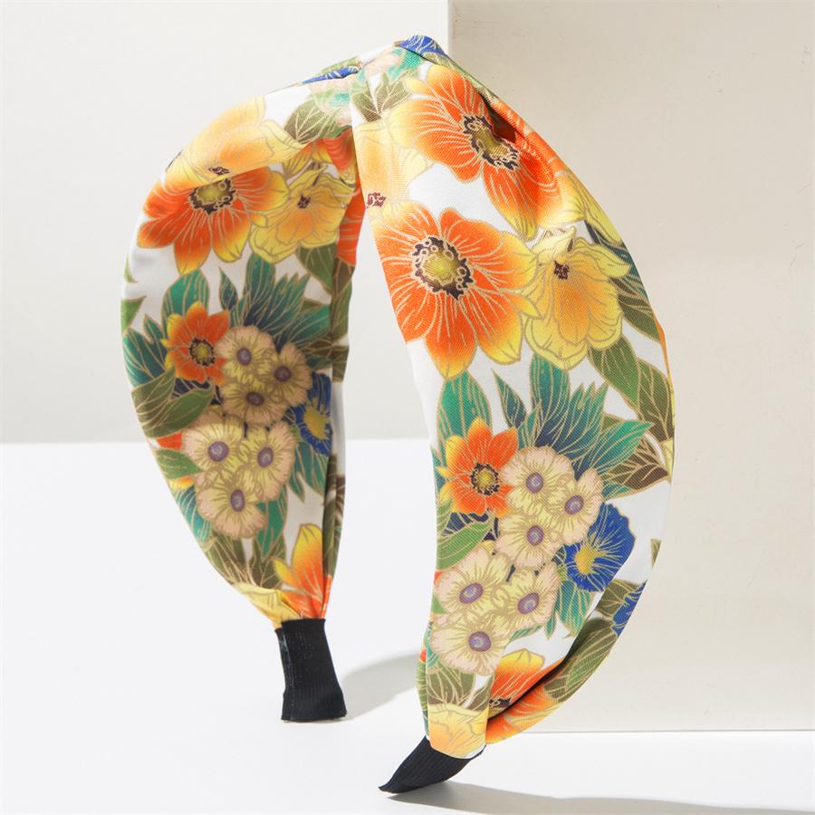New fashionable headband for women, wide-brimmed cross-knot headscarf, fresh floral headband, spring travel hair accessories
