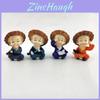 4pcs Cute Straw Hat Little Monk Mini Ornament Set For Desk Decor And Collectors