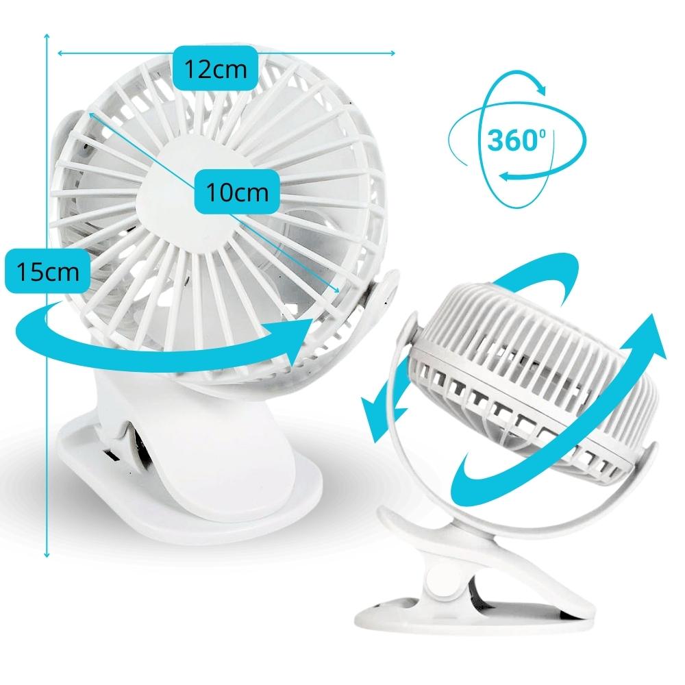 LED fan clip standing desk white illuminated usb fan