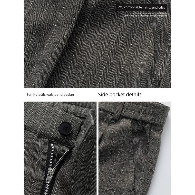 Wassup American Retro Vintage Wide-Leg Trousers for Men, Trendy Versatile Design, Straight-Leg Casual Drapey Long Pants