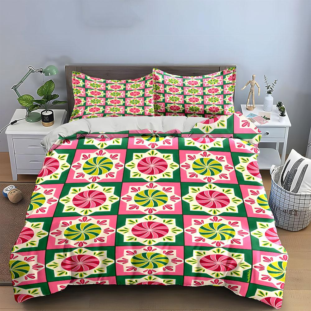 Colorful Geometric Pattern Bedding Bedding Duvet Cover Set Duvet Cover Pillowcases (1 * Duvet Cover 2 * Pillowcases, without duvet insert)
