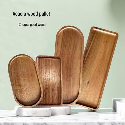 Bandeja de Frutas Multifuncional de Madera de Acacia para Uso Doméstico