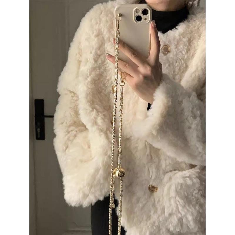 

Xiaoxiangfeng Sherpa Jacket Women s Autumn and Winter New Thickened White Fur Top Cotton Coat L бежевый
