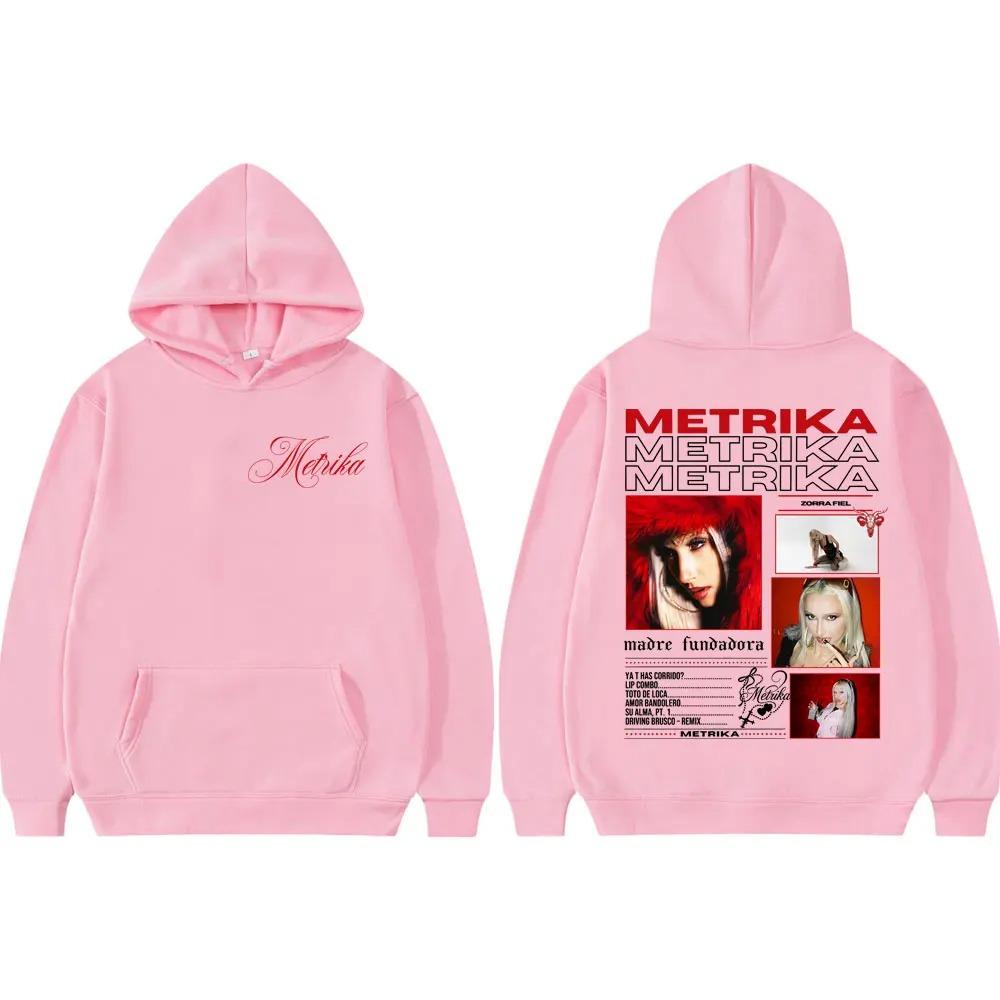 Rapper Metrika Graphic Print Hoodie Fashion Y2k Men's Women Hip-hop Retro Cotton Warm Sweatshirt Loose Oversized Coat