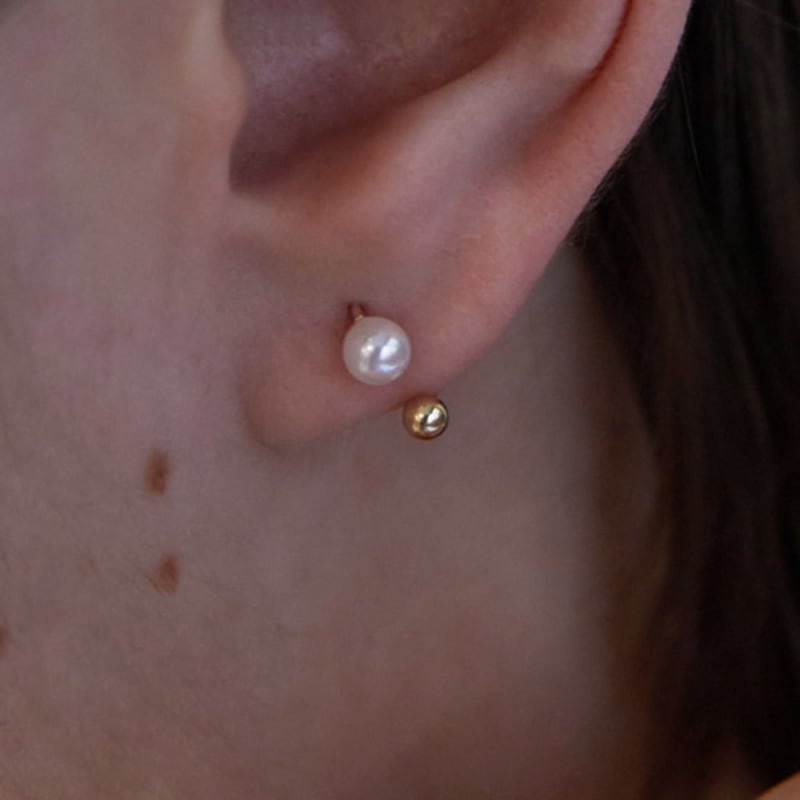 MARQUEMENT 14K Pearl Ball Curve Piercing