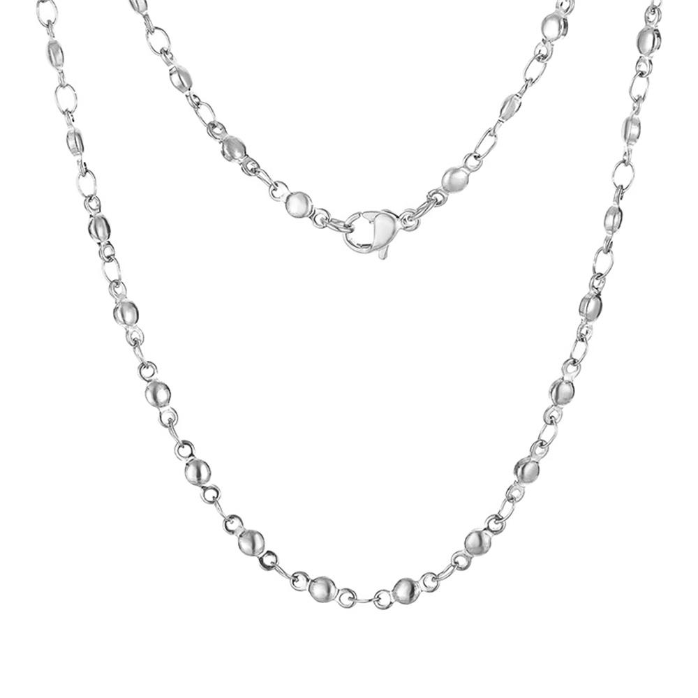 

Punk Bead Chain Link Necklace 3mm Gold Silver Color Stainless Steel Necklaces For Women Men Fashion Party Jewelry Gift 46cm