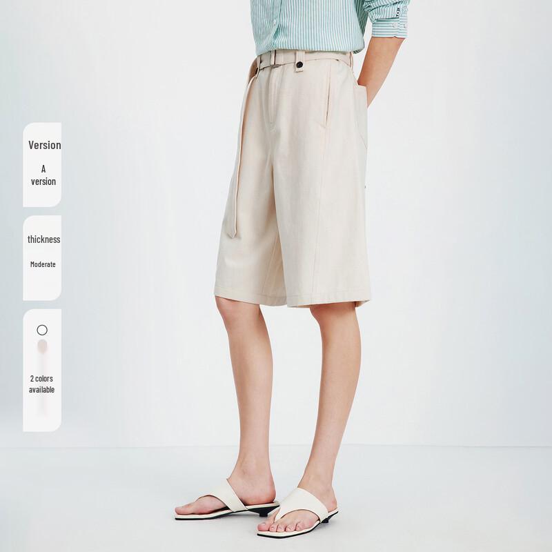 Navigare Women's Cotton A-Line Capri Pants with Belt