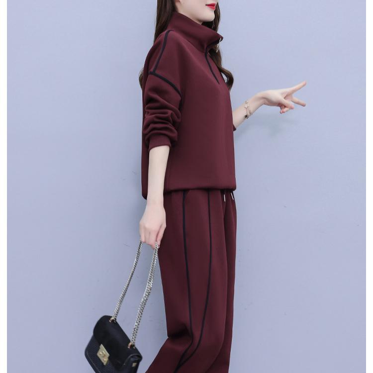 Large Size Casual Sports Suit Spring and Autumn Fashion Slimming Sweater All-match Trousers Two-piece Suit