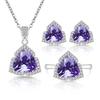 Fashion Temperament Imitation Natural Colored Treasure Zircon Set Ring Necklace Stud Earrings Women's Jewelry