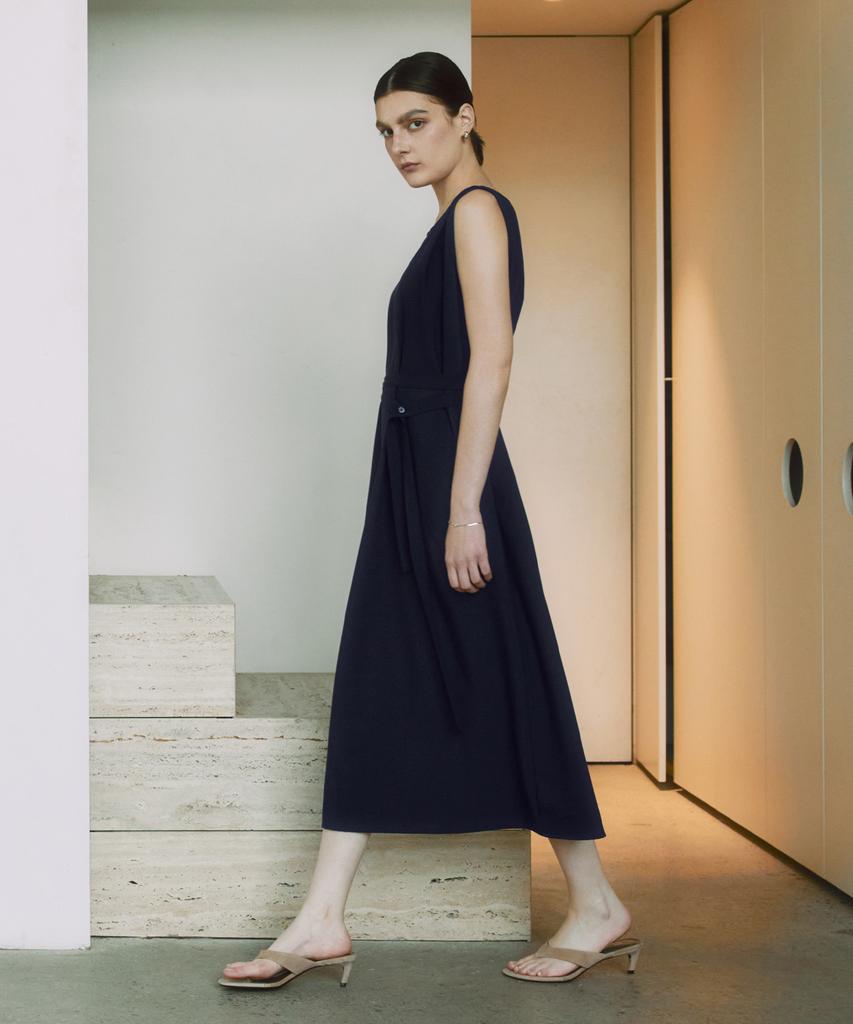 Zero Street Lezero Belt Sleeveless Dress / Navy