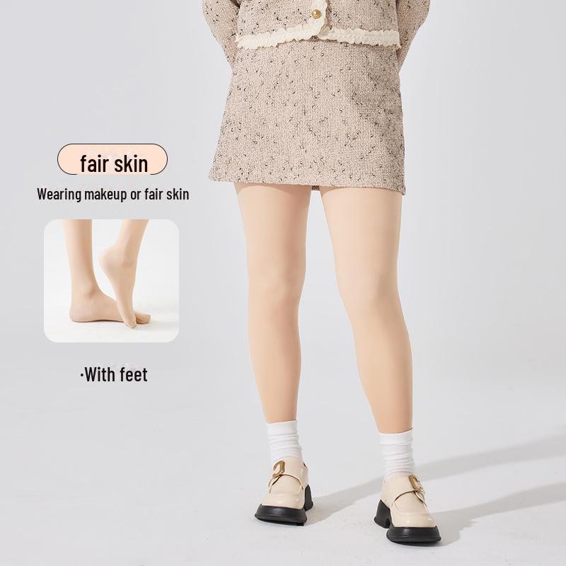 Bonas Women's Plus Velvet Thick Nude Stockings - Autumn/Winter Double Layer Skin Tone Pantyhose