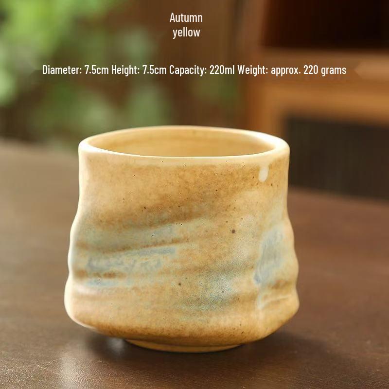 Retro Ceramic Kiln-Change Mug: Pleated Coarse Pottery Coffee Cup