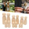 Blank Natural Wood Male Female Wood Crafts Wooden Peg Doll Unpainted Figures Wedding Decoration