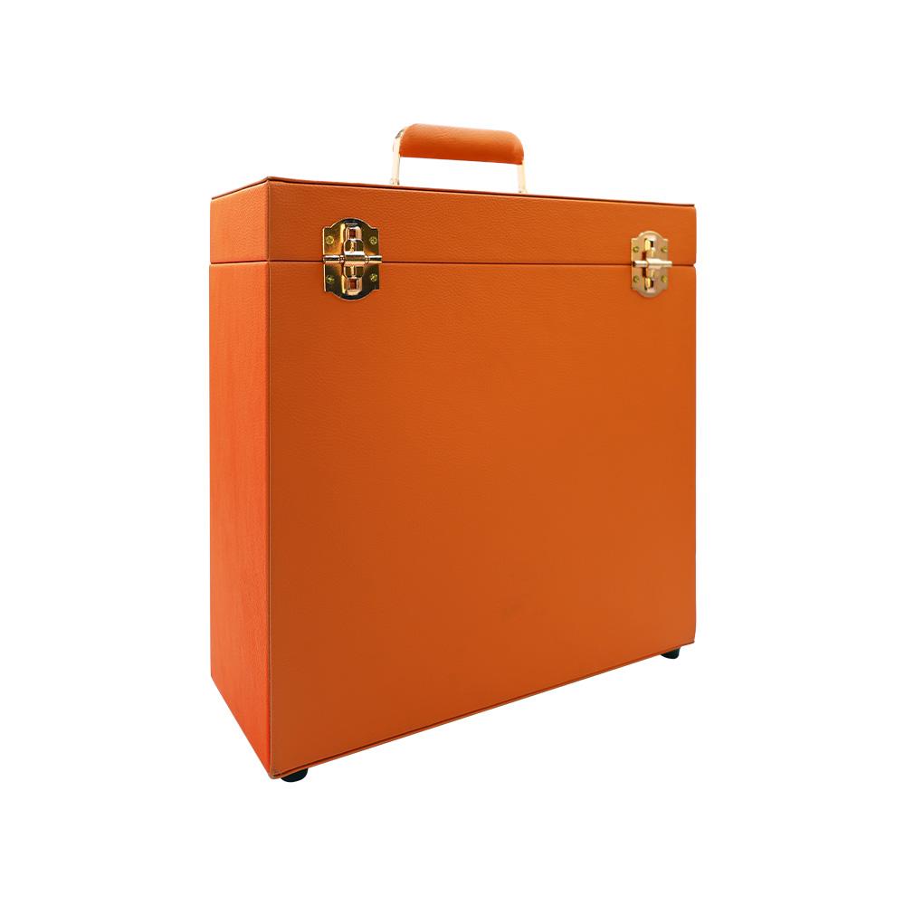 

Портативний футляр для зберігання та перенесення вінілових платівок з кришками та ручкою, пилозбірник Black orange