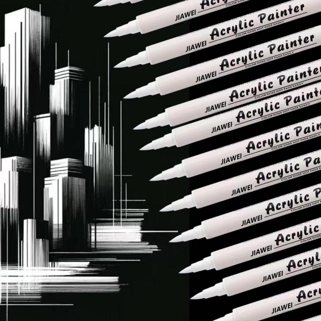 3/12pcs White Art Brush Acrylic White Paint Marker Pens, Medium Tip, Suitable For Rock Painting, Stone, Glass, Wood, Ceramics