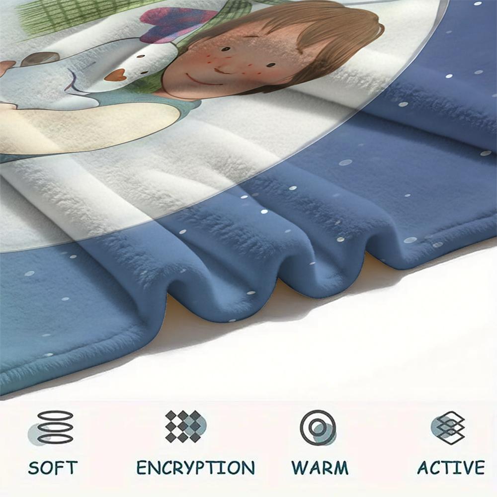 1PC The Snowman Print Flannel Blanket, High quality All Seasons, Home Decor, Warmth and Comfort, Perfect for Christmas Gifts