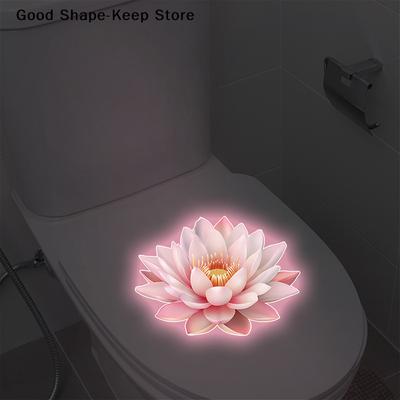 PVC Waterproof Home Decoration Bathroom Luminous Lotus Toilet Seat Cover Sticker Wall Decal Self-Adhesive