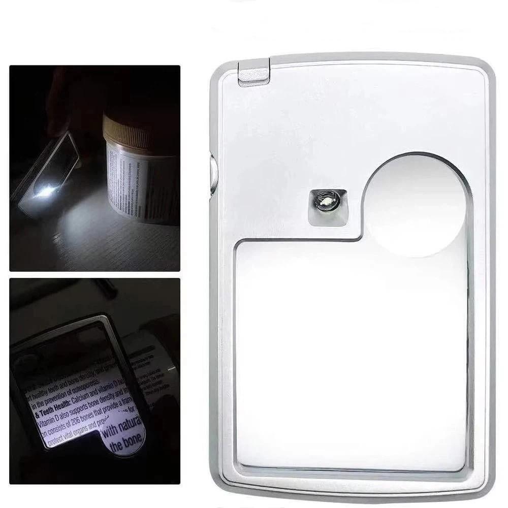 Portable Magnifier Loupe LED Light Reading Magnifier Card Magnifying Glass Jewelry Inspection
