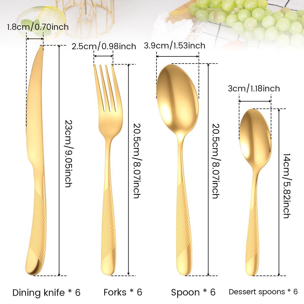 20/24PCS Stainless Steel Tableware and Silverware Set Modern Simplicity Including Household Knives Forks Spoons