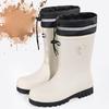 Scarpe da Pioggia Impermeabili in Gomma, Scarpe da Acqua alla Moda, Stivale Medio Antiscivolo da Esterno, Stivali da Pioggia da Uomo con Pelliccia Sintetica per Tutte le Stagioni