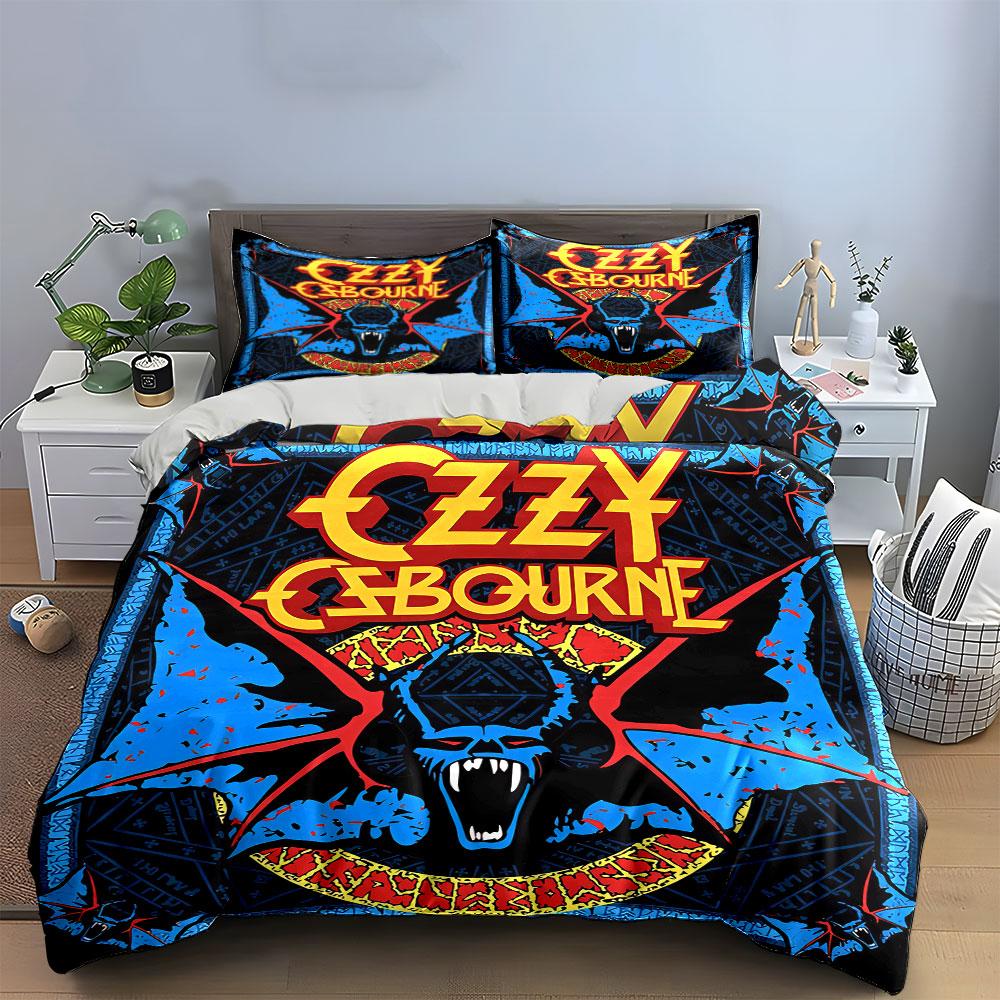 Ozzy Osbourne Bat Design Bedding Duvet Cover Set Duvet Cover Pillowcases (1*Duvet Cover 2*Pillowcases, Without Duvet Insert)