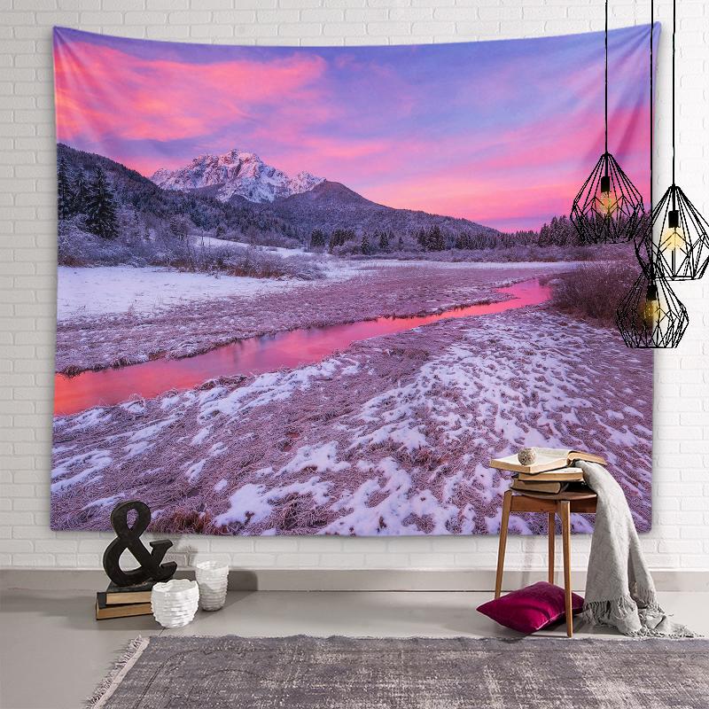 Winter Landscape Wall Art Aesthetic Tapestry Sunset View Tapestry Dormitory Room Aesthetic Decor Bedroom Home Decor