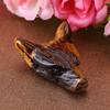 1pc Wolf Head Shaped Pendant Natural Tigers Eye Stone Charm Small Adornment 4cm