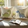 Cute Funny Art Dinosaur Cushion Cover Pillowcase Anti-Dustmite Invisible Zipper Short Plush Sofa Cushion
