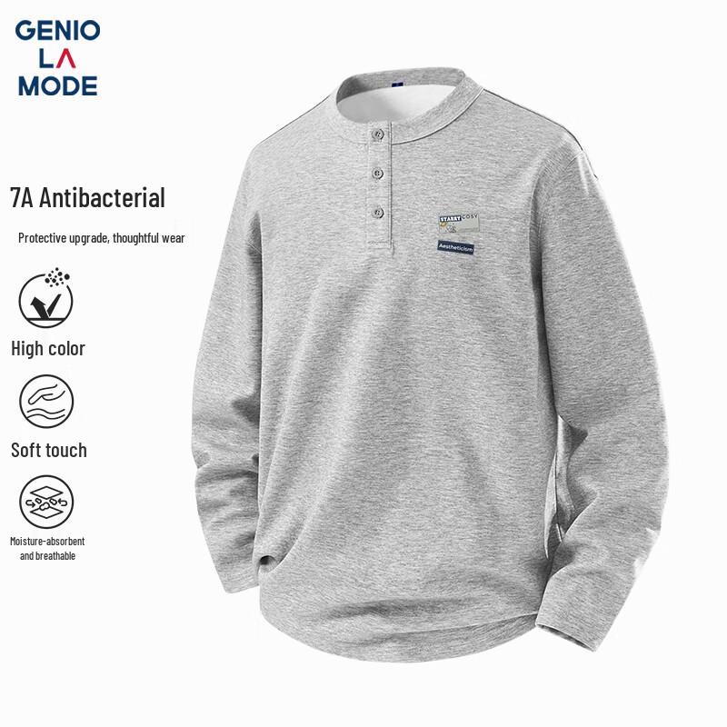 Мужская футболка с длинным рукавом и воротником-хенли GENIOLAMODE 2XL
