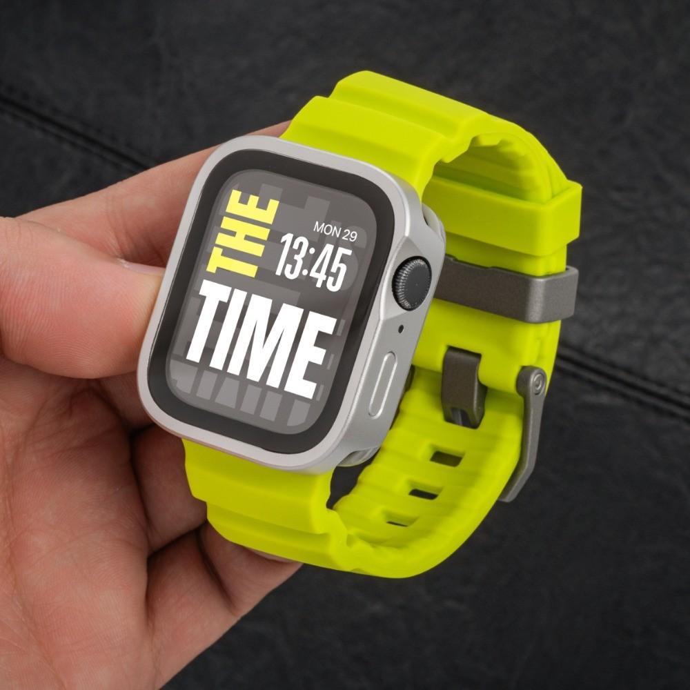 Silicone Strap + Aluminum Alloy Case For Apple Watch Ultra 3 49mm S11 S10 46mm For Apple Watch 9 8 7 45mm 6 5 4 SE3 44MM