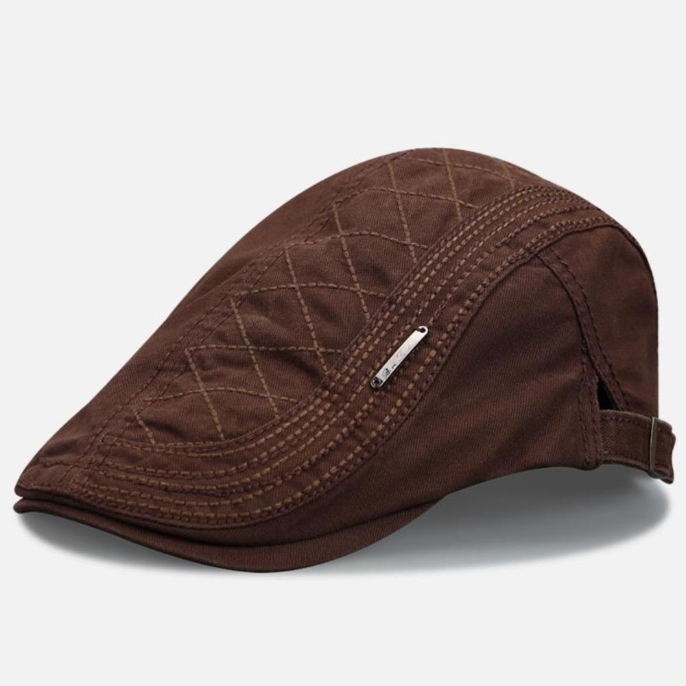 Adjustable Retro Men Beret Herringbone Pattern Flat Cap Casual Painters Hats Outdoor Wear