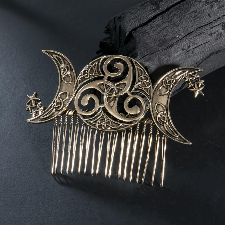 1pc of Vintage Dark Style Metal Double Moon Hair Comb Hair Accessory