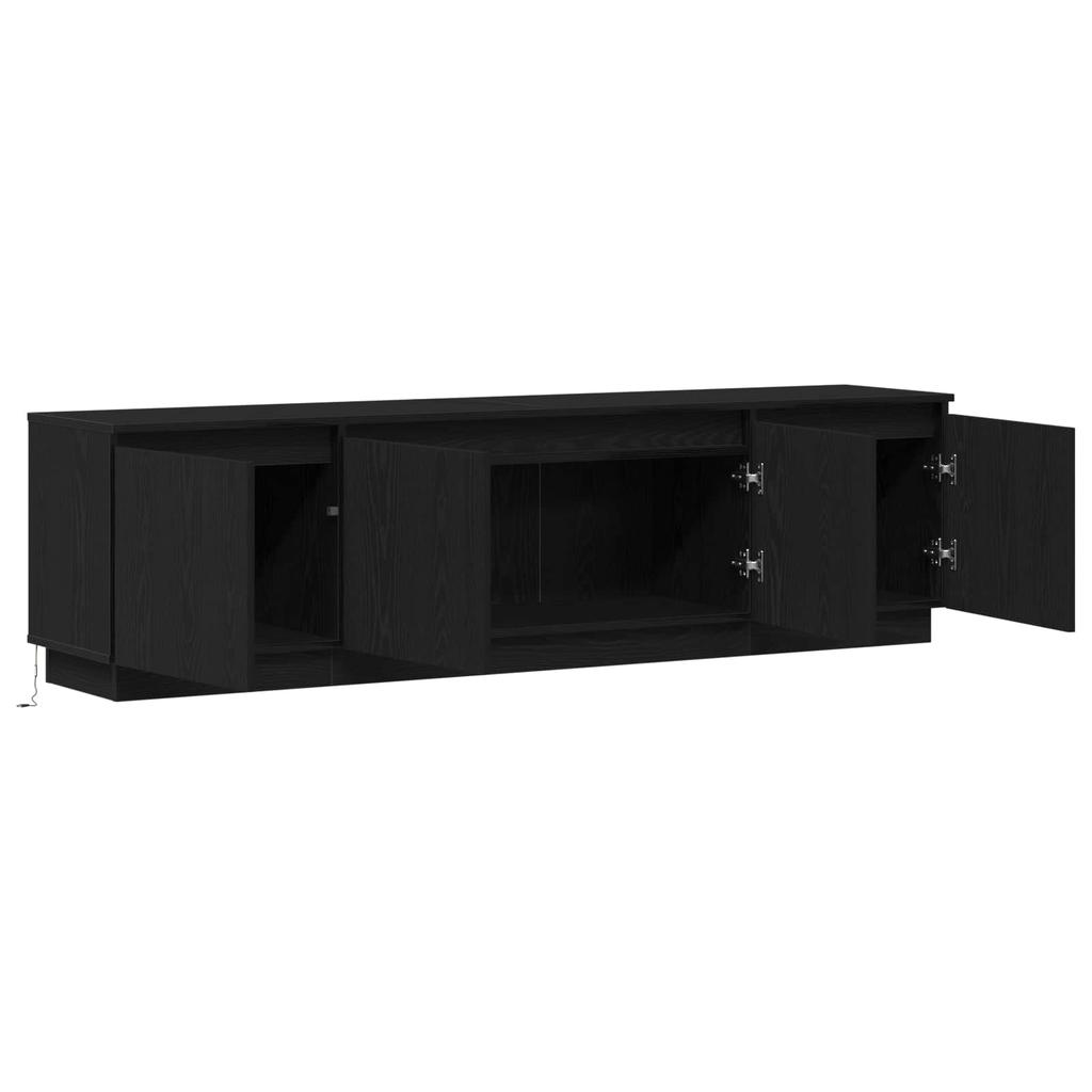 TV Cabinet Black Oak Effect 180 X 38 X 49 Cm Engineered Wood