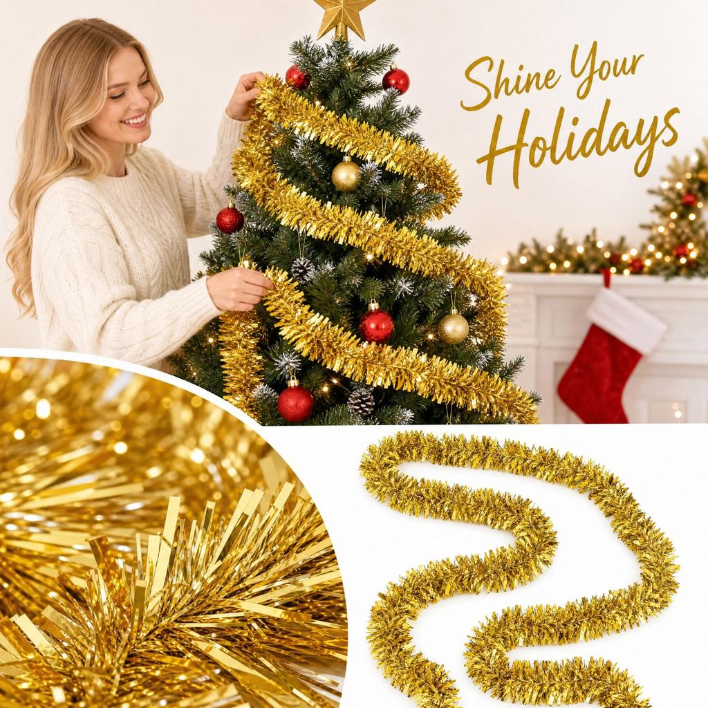 Christmas Streamer Ribbon 2m Crinkle Decorations for Holiday Party Ceiling Hanging