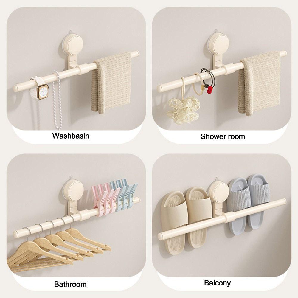 New Wall Mounted Towel Rack Punch-free Space Saving Bathroom Hanging Rod Suction Cup Slipper Storage Shelf