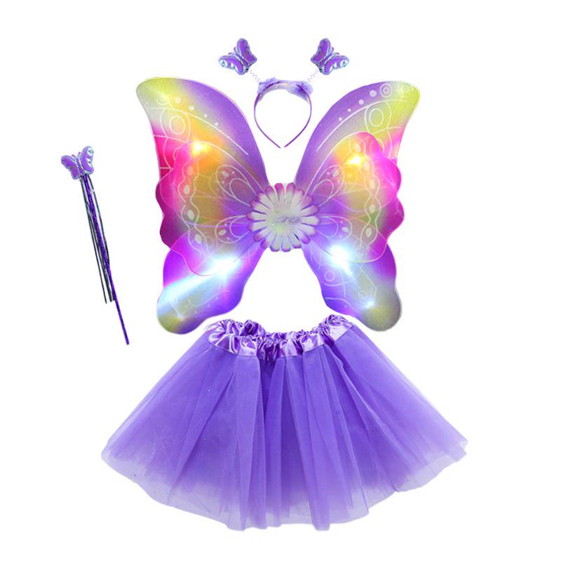 Light Up Butterfly Fairy Wing Butterfly Wing Dress Up Birthday Party Favors Costume Halloween Angel Wing Princess 1 фиолетовый