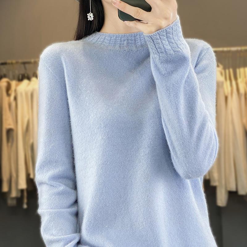 Half-high Round Neck Knitted Cardigan Top for Women's Autumn and Winter Style First-line Ready-to-wear Twisted Flower Base Sweater