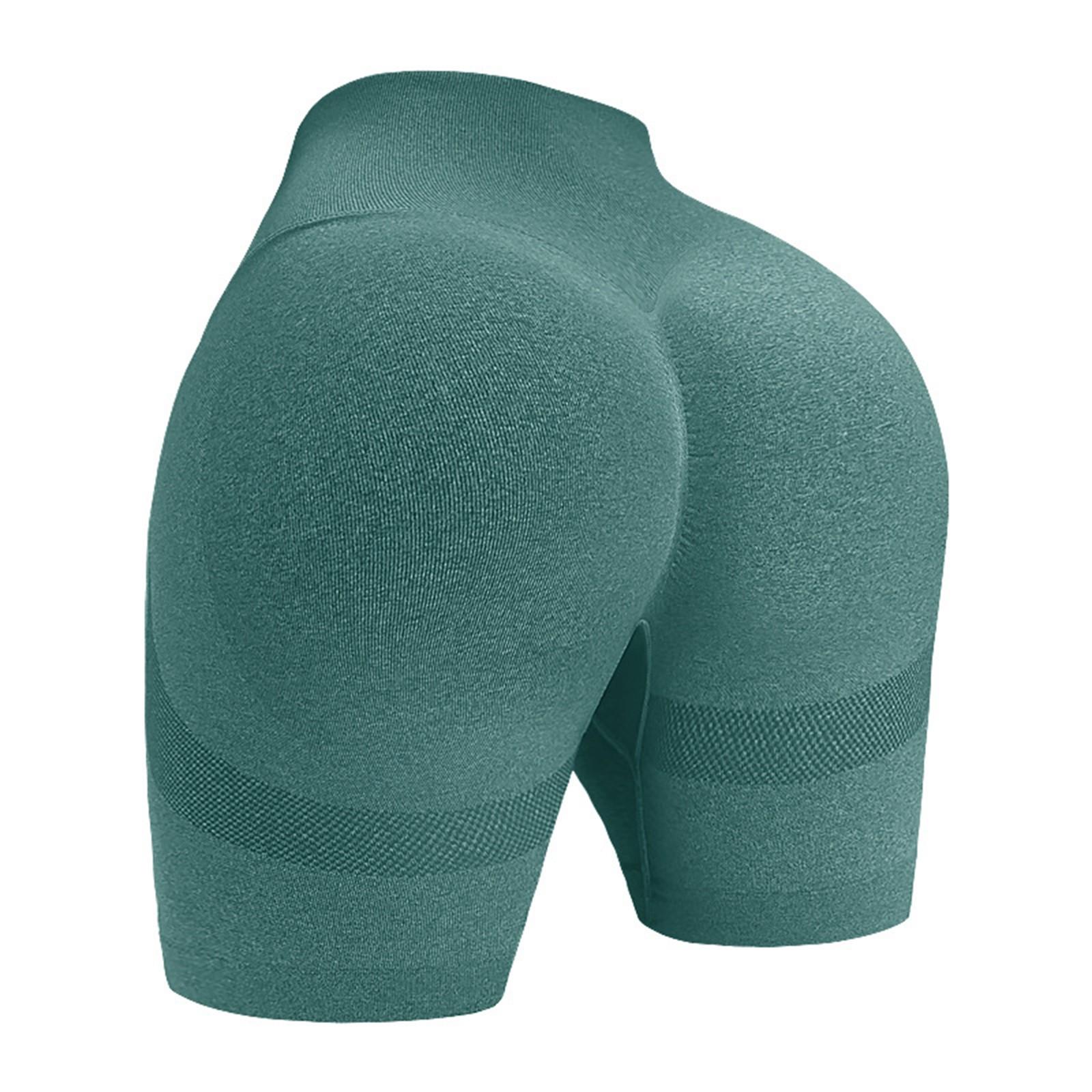 

Women s Fashion Solid Color Hip Lifting Yoga Shorts Quick Drying Breathable Sports Fitness Tight High Waist Three Part Yoga Shorts L зелёный