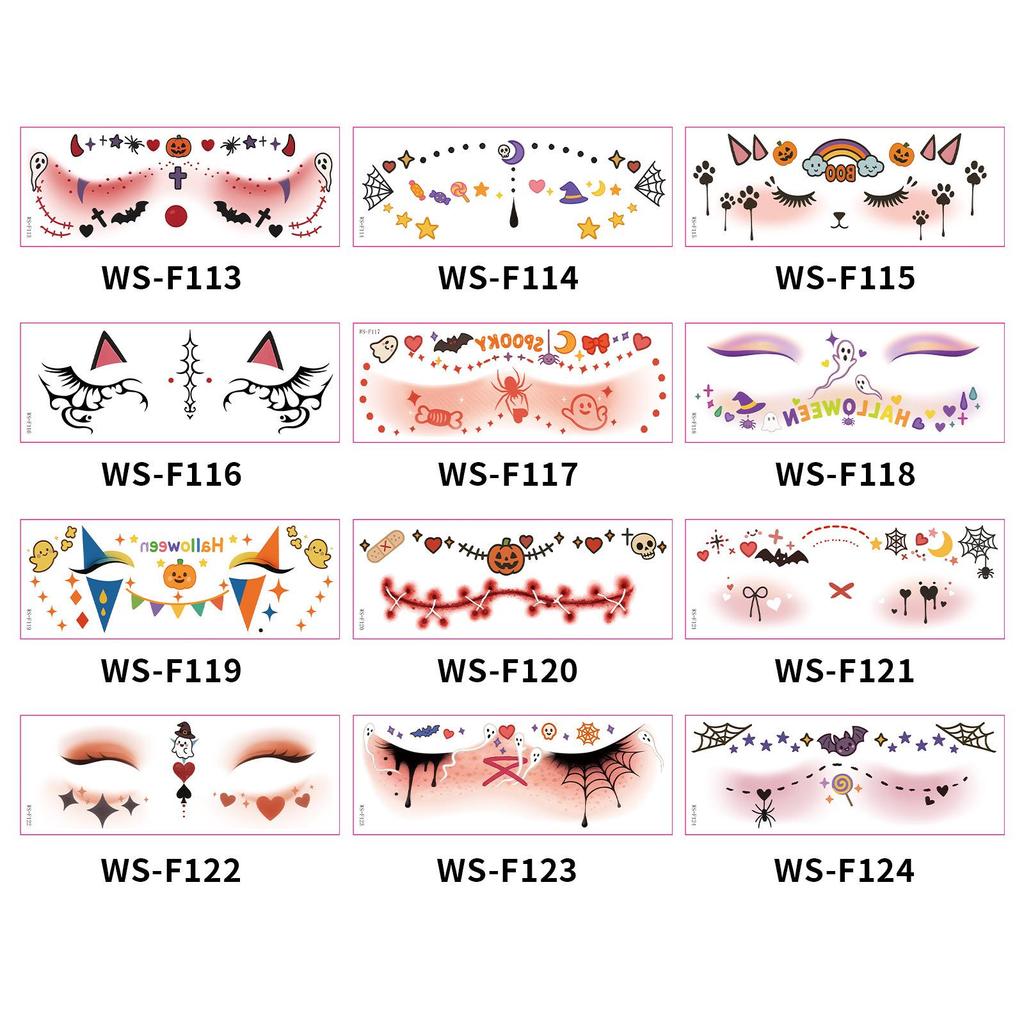 Waterproof Halloween Ghost Face Tattoo Stickers - Cute, Sweatproof Party Makeup