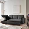 Dark Grey Corduroy Convertible Corner Sofa - IDA - 3 Seater. Reversible Corner Armchair Storage Chest Bed