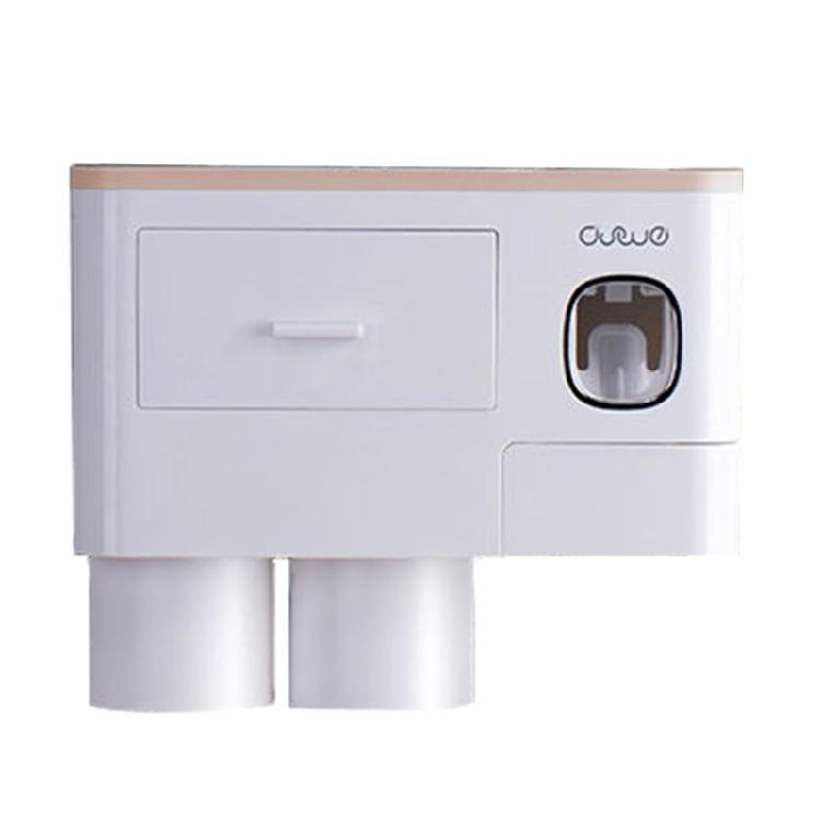 Wall Mounted Toothbrush Holder 2 Brush Slots 2 Magnetic Cups Rack Storage Box розовый