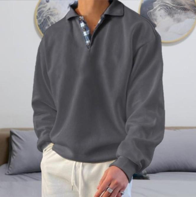 Popular Autumn Long-sleeved V-neck Men's Lapel Loose Sweater Men's Clothing