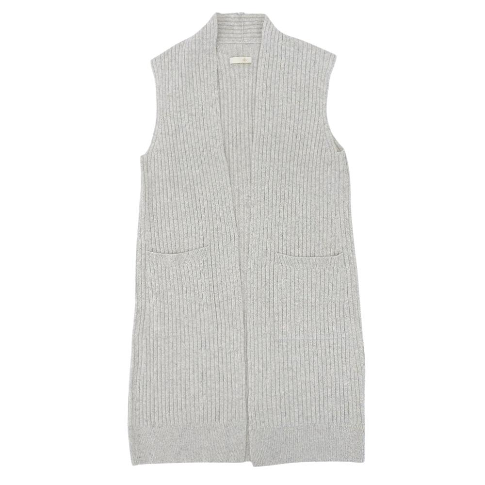 TOYOBOSHI TOYA 100% Cashmere Long Vest Cardigan for Women In White, Grey and Red F 13IT-PC2633 Tops F White Gray MulineUsed