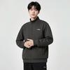 Li Ning Sweatshirts Unisex Obsidian Gray Crew Neck Moderate Cardigan AWDVG71-3