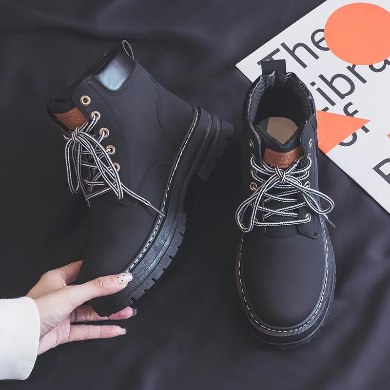 Couple's Short Boots Spring New British Style Thick Bottom Versatile Motorcycle Martin Boots Big Yellow Boots