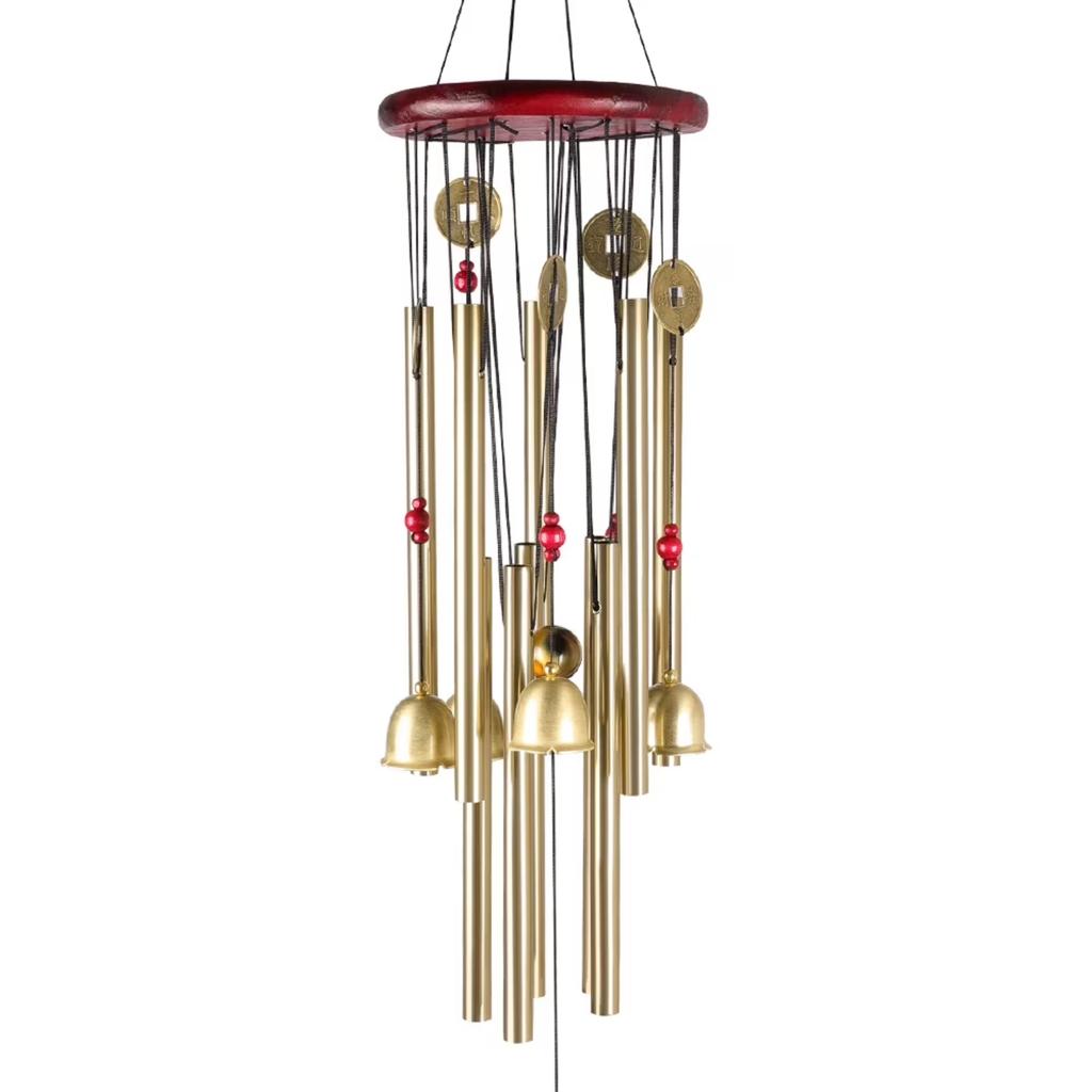 Metal Wind Chime Garden Decorative Vintage Style Outdoor Hanging Iron Tube Bells with Multiple Tubes and Circular Top Frame for Patio Porch Yard