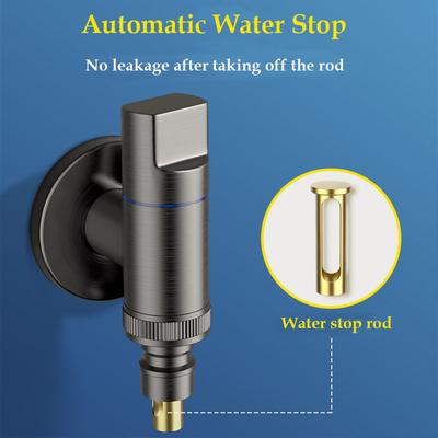 Black/Grey/Silver Washing Machine Faucets With Water Stop Valve G1/2 Stainless Steel Single Cold Wall Mounted Tap