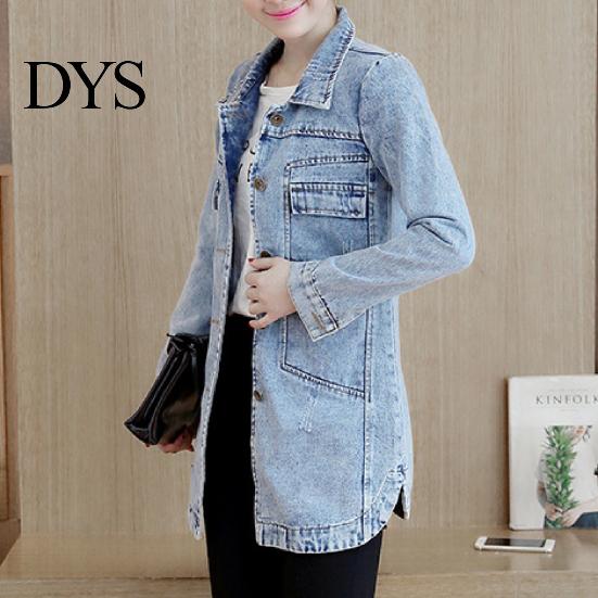 Chaqueta Cuello Solapa Bolsillos con Solapa Denim Encogimiento Ajustado Abrigo Resistente Dobladillo Irregular Largo Mujer Streetwear